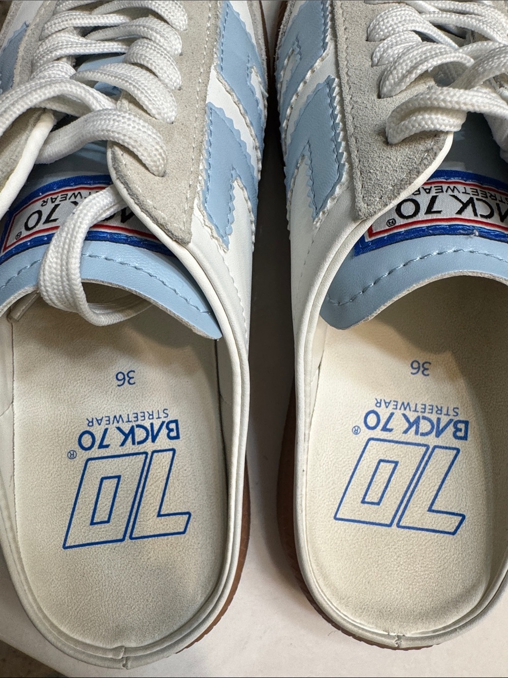 BACK 70 Easter Light Blue & White Lace-Up mule Sneakers - Picture 2 of 4